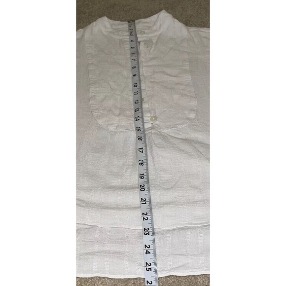 Derek Lam 10 Crosby (Small/Petite) Womens White Subtle Textured 1/4 Buttons Top - Picture 9 of 15